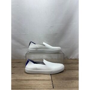 Rothy's White Slip On‎ Sneakers Shoes with Blue Trim - Women's Size 8.5